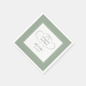 Mr & Mrs Sage Green Elegant Wedding Chic Hearts Serviette (Ecke)