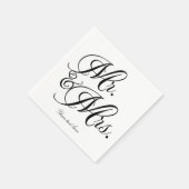 Mr & Mrs. Schwarz-weiß Wedding Engagement Party Serviette (Ecke)