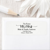 Mr & Mrs Schwarz-weiß Wedding Return Label (Insitu)