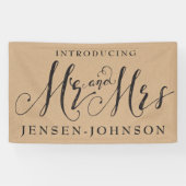 Mr & Mrs. Script Cursive Typografy Wedding Banner (Horizontal)
