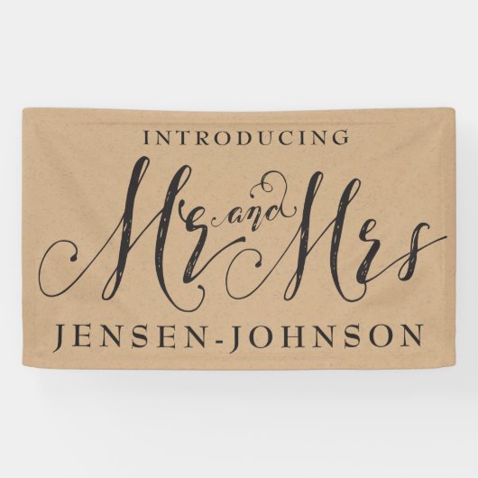 Mr & Mrs. Script Cursive Typografy Wedding Banner (Horizontal)