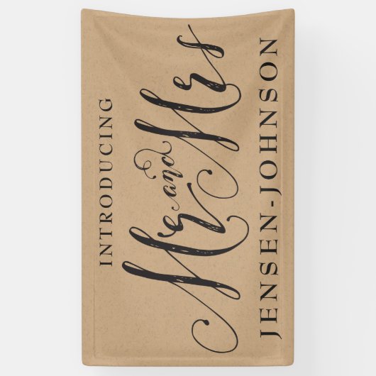 Mr & Mrs. Script Cursive Typografy Wedding Banner (Vertikal)