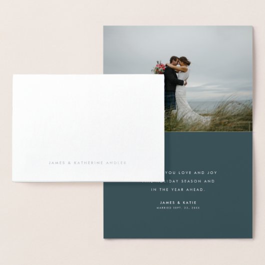 Mr. & Mrs. script Folie Weihnachtsfotokarte Folienkarte (Anzeige)