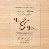 Mr & Mrs Scripty Black & White Wedding Einladung (Vorderseite)