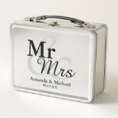 Mr&Mrs Simple Elegant Typografy Gastgeschenk Hochz Metall Lunch Box (Vorderseite)