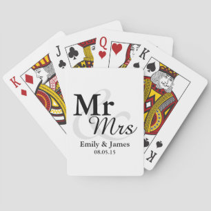 Mr&Mrs Simple Elegant Typografy Gastgeschenk Hochz Spielkarten