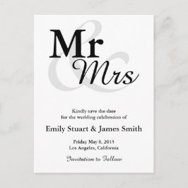 Mr&Mrs Simple Elegant Typografy Save the Date Ankündigungspostkarte