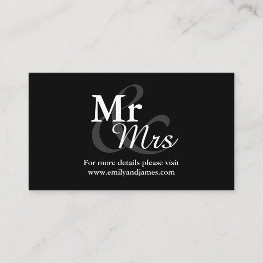 Mr&Mrs Simple Elegant Typografy Wedding Details Begleitkarte (Vorderseite)