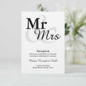 Mr&Mrs Simple Elegant Typografy Wedding Reception Einladung (Stehend Vorderseite)