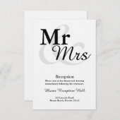 Mr&Mrs Simple Elegant Typografy Wedding Reception Einladung (Vorne/Hinten)