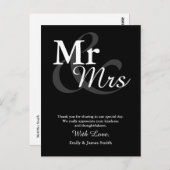 Mr&Mrs Simple Elegant Typografy Wedding Vielen Dan Postkarte (Vorne/Hinten)
