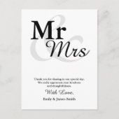 Mr&Mrs Simple Elegant Typografy Wedding Vielen Dan Postkarte (Vorderseite)