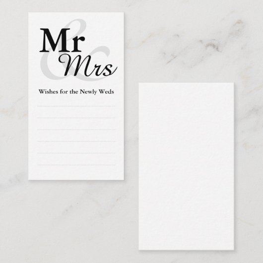 Mr&Mrs Simple Elegant Typografy Wedding wünscht Hinweiskarte (Vorne/Hinten)