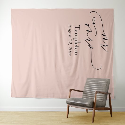 Mr & Mrs Simple Links Aligned Blush Foto Hintergru Wandteppich (Beispiel (Horizontal))