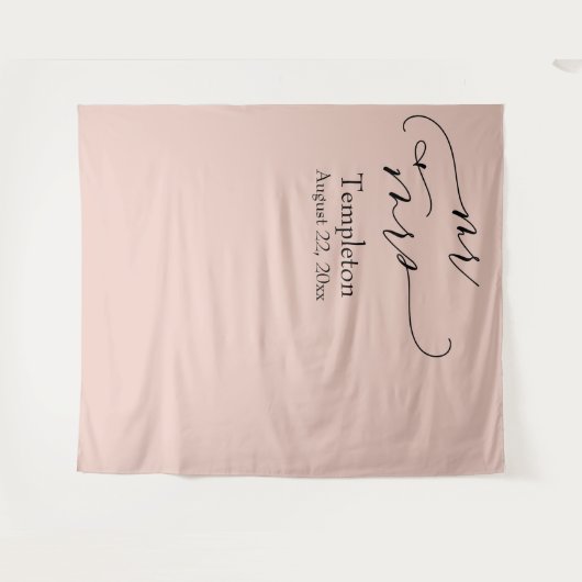 Mr & Mrs Simple Links Aligned Blush Foto Hintergru Wandteppich (Vorderseite (Horizontal))
