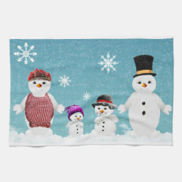 Mr&Mrs Snowman und ihre Familie zu Weihnachten Geschirrtuch