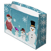 Mr&Mrs Snowman und ihre Familie zu Weihnachten Große Geschenktüte (Rückseite Schrägansicht)