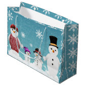 Mr&Mrs Snowman und ihre Familie zu Weihnachten Große Geschenktüte (Vorderseite Schrägansicht)