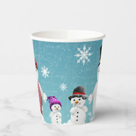 Mr&Mrs Snowman und ihre Familie zu Weihnachten Pappbecher