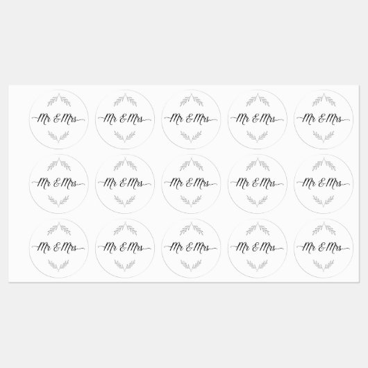 Mr. & Mrs. Stickers Etiketten (Blatt)