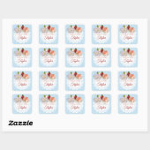 Mr & Mrs Stickers Pale Blue and Coral Floral (Blatt)