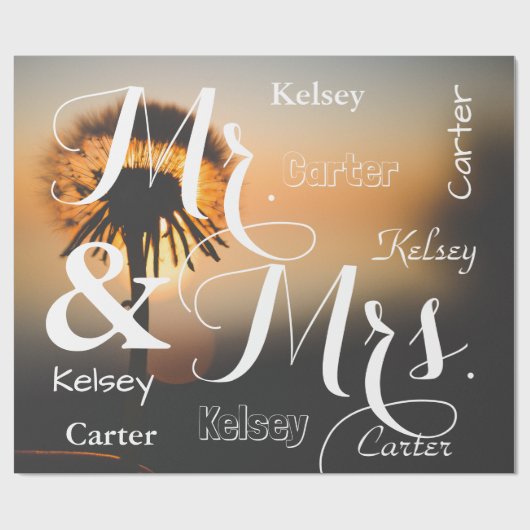 Mr. & Mrs. Summer Scene Personalisierte Namen Geschenkpapier (Flach)