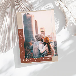 Mr & Mrs Terracotta Typografy Script Foto Save The Date