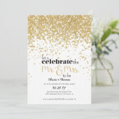 Mr & Mrs. to be Gold Glitzer Verlobung Einladung (Stehend Vorderseite)