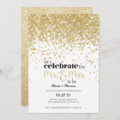 Mr & Mrs. to be Gold Glitzer Verlobung Einladung (Vorne/Hinten)