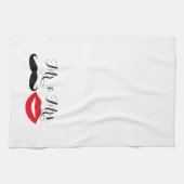 Mr & Mrs To Be Mustache & Lips Party Hostess Geschirrtuch (Horizontal)