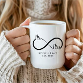 Mr & Mrs Unendlichkeitssymbol-Hochzeit Tasse