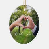 Mr & Mrs. Unser erstes Weihnachtsfest Foto Keramik Ornament (Rechts)