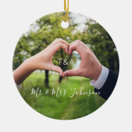 Mr & Mrs. Unser erstes Weihnachtsfest Foto Keramik Ornament