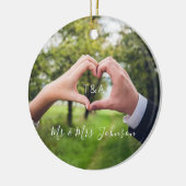 Mr & Mrs. Unser erstes Weihnachtsfest Foto Keramik Ornament (Links)