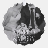 Mr & Mrs. Verheiratet and Merry First Christmas Ornament Karte (Rückseite)