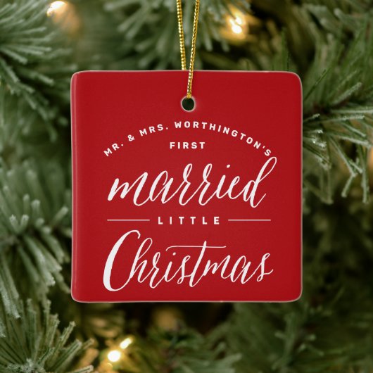 Mr & Mrs. Verheiratet Little Christmas Holiday Wed Keramikornament (Baum)