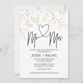 Mr & Mrs Verlobung Modern Gold Verlobt Einladung (Vorderseite)