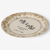 Mr & Mrs. Vintag Lace Doily Wedding Pappteller (Schrägansicht)