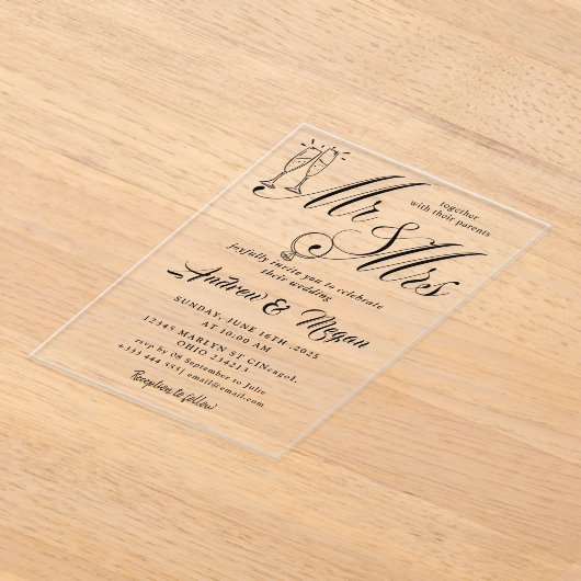 MR & mrs Wedding Acryleinladungen (Ablage )