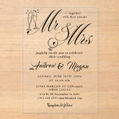 MR & mrs Wedding Acryleinladungen (Vorderseite)