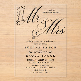 mr & mrs Wedding Acryllic Einladungen
