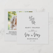 MR & MRS Wedding Black Fancy Minimalist Branches  Dankeskarte (Vorne/Hinten)