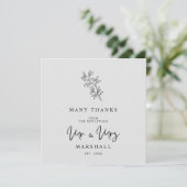 MR & MRS Wedding Black Fancy Minimalist Branches Dankeskarte (Stehend Vorderseite)