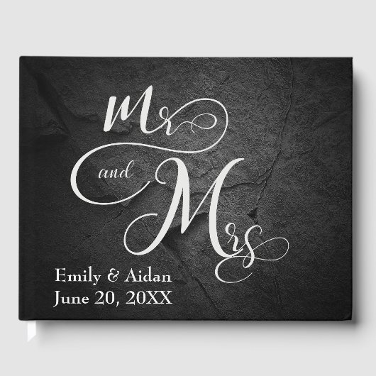Mr. & Mrs. Wedding Black Slate Stone Gästebuch (Vorderseite)