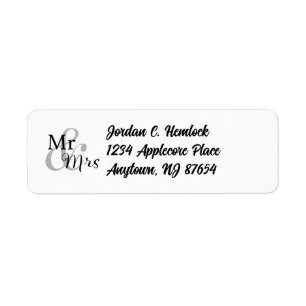 Mr & Mrs Wedding Couple Return Address Label