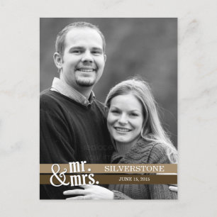 Mr & Mrs Wedding Dankeschön Karte - Braun