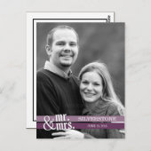 Mr & Mrs Wedding Dankeschön Karte - Pflaume (Vorne/Hinten)