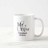 Mr. & Mrs. Wedding Date mit Bride & Groom Namen