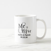 Mr. & Mrs. Wedding Date mit Bride & Groom Namen