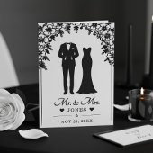 Mr & Mrs Wedding Dress Tuxedo Floral Arch Photo Programm